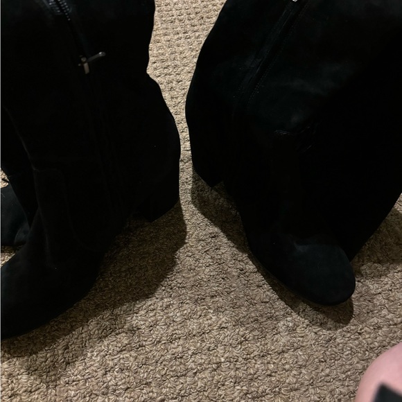 Women’s FRYE Over the Knee Suede Leather Fringe Black Block Heel Boots size 8.5 - Picture 3 of 6